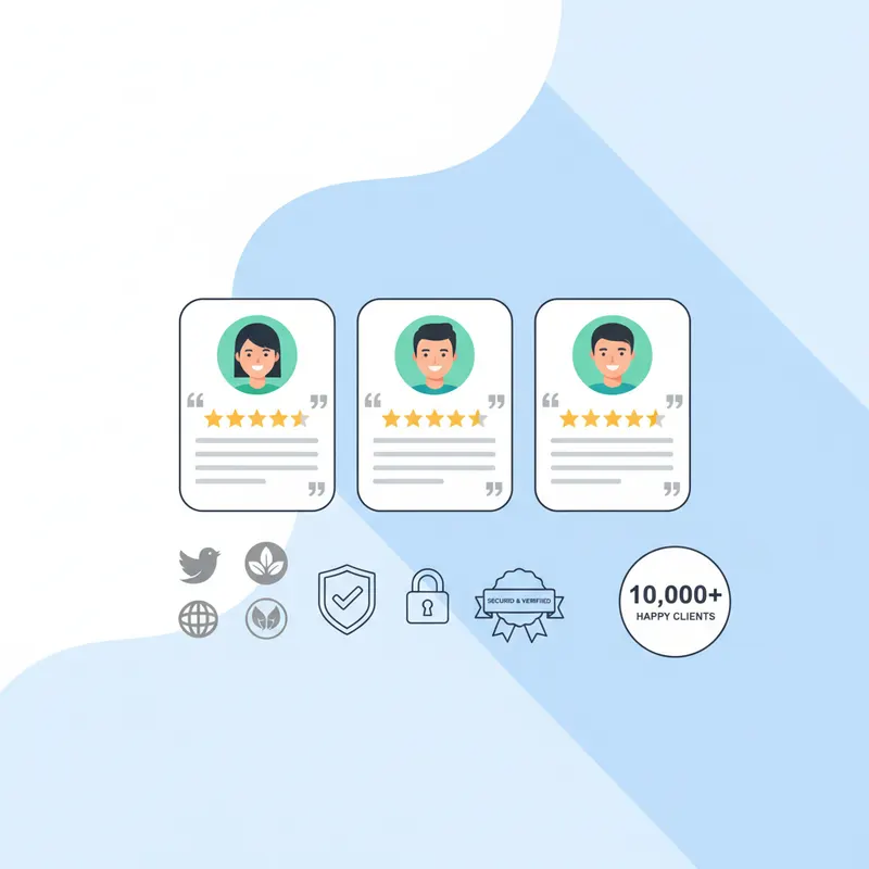 Section de preuve sociale avec temoignages et logos clients