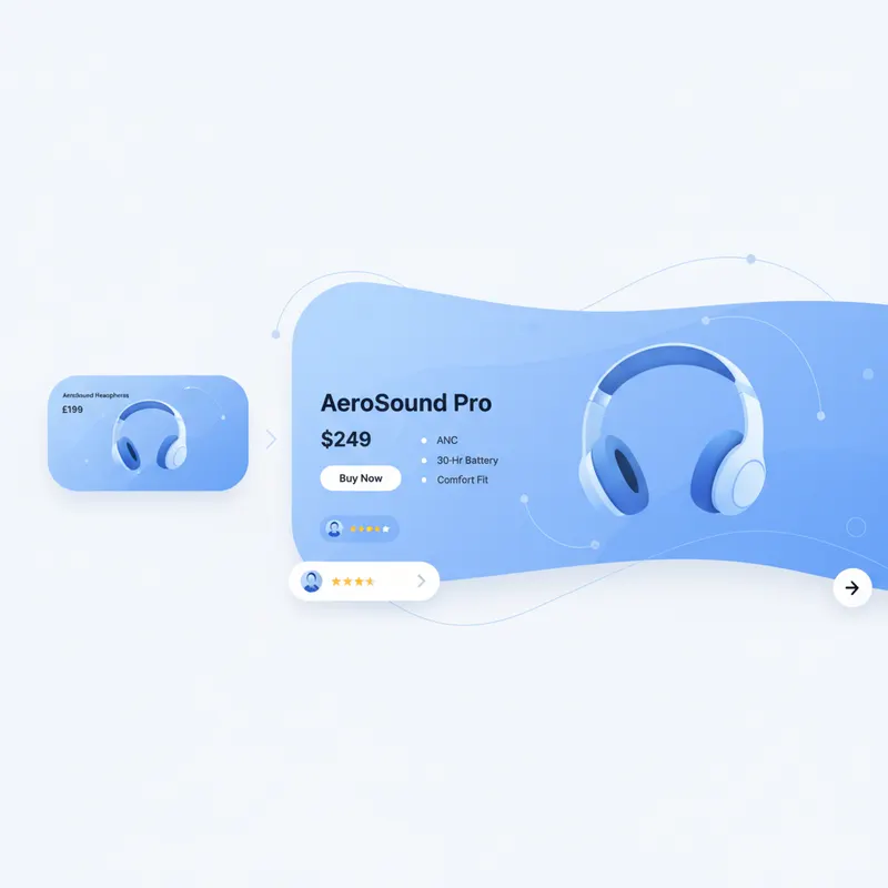 Animation de morphing entre une carte produit et sa page detail